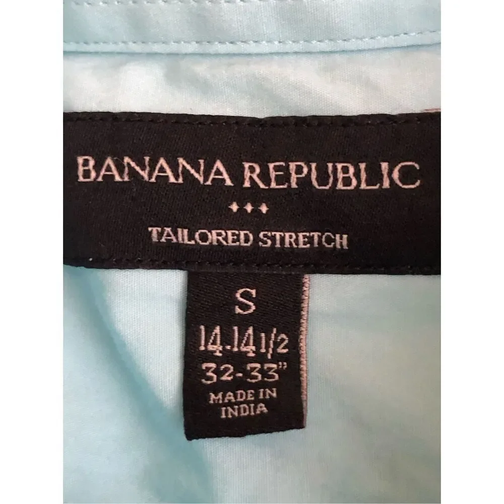 Banana Republic Mens Tailored Stretch Button Up Shirt Blue SZ S